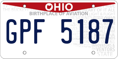 OH license plate GPF5187