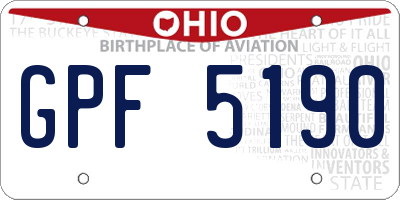 OH license plate GPF5190