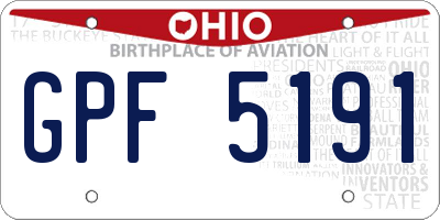 OH license plate GPF5191