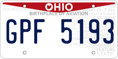 OH license plate GPF5193