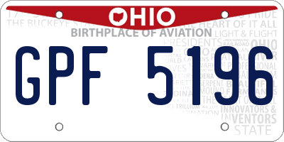 OH license plate GPF5196