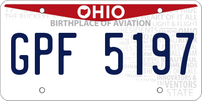 OH license plate GPF5197