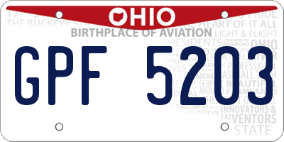 OH license plate GPF5203