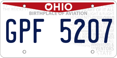 OH license plate GPF5207