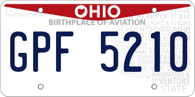 OH license plate GPF5210
