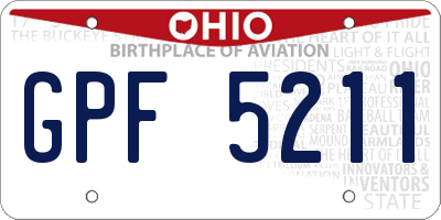 OH license plate GPF5211