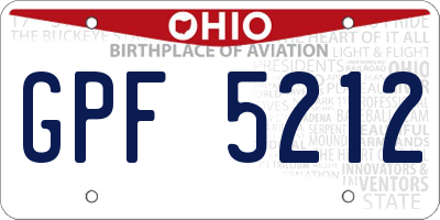 OH license plate GPF5212