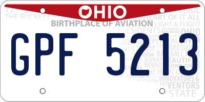 OH license plate GPF5213