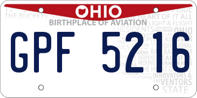 OH license plate GPF5216