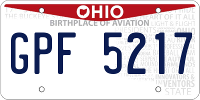OH license plate GPF5217