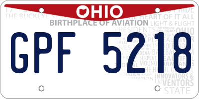 OH license plate GPF5218