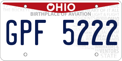 OH license plate GPF5222