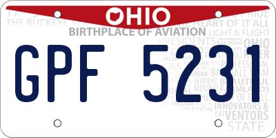 OH license plate GPF5231