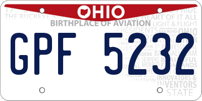 OH license plate GPF5232