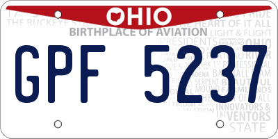 OH license plate GPF5237
