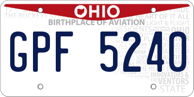 OH license plate GPF5240