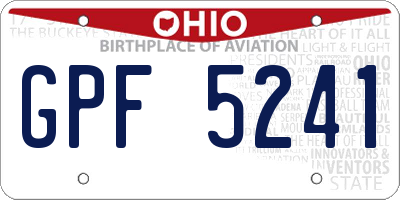 OH license plate GPF5241