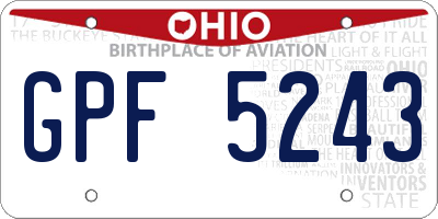 OH license plate GPF5243