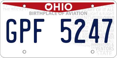 OH license plate GPF5247