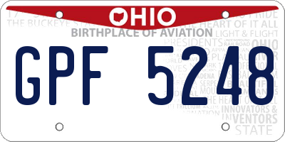 OH license plate GPF5248