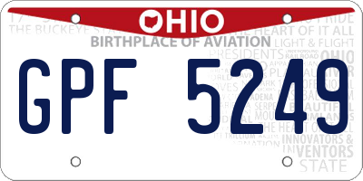 OH license plate GPF5249