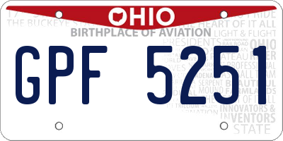 OH license plate GPF5251