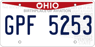 OH license plate GPF5253