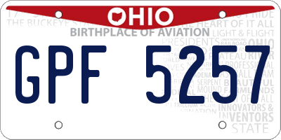 OH license plate GPF5257