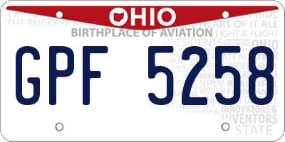 OH license plate GPF5258