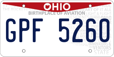 OH license plate GPF5260