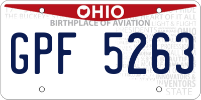 OH license plate GPF5263