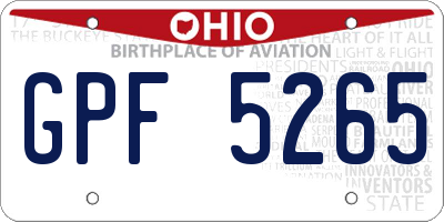 OH license plate GPF5265