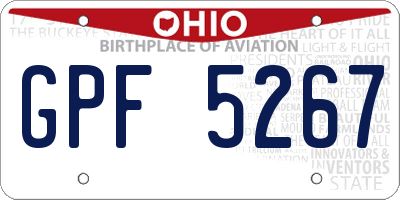 OH license plate GPF5267