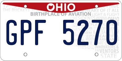 OH license plate GPF5270
