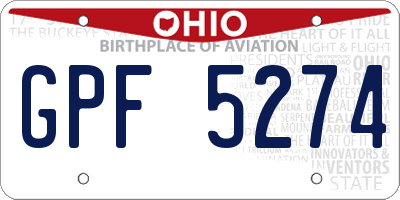 OH license plate GPF5274