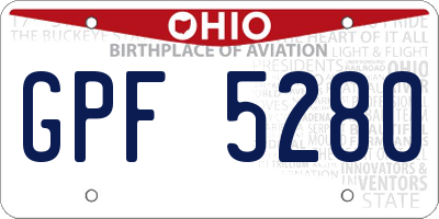 OH license plate GPF5280