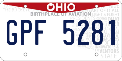 OH license plate GPF5281