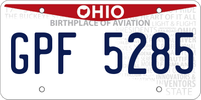 OH license plate GPF5285