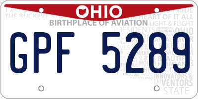 OH license plate GPF5289