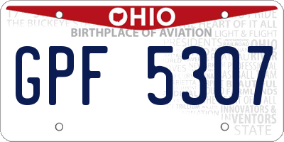 OH license plate GPF5307