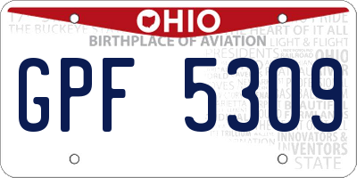 OH license plate GPF5309
