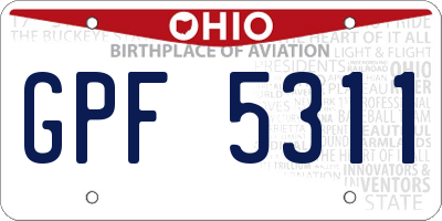 OH license plate GPF5311