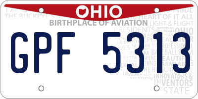 OH license plate GPF5313