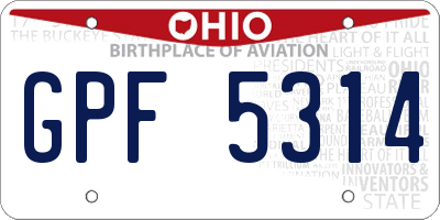 OH license plate GPF5314