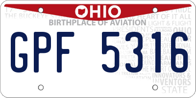 OH license plate GPF5316
