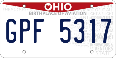 OH license plate GPF5317