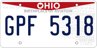 OH license plate GPF5318