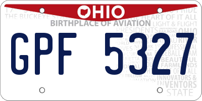 OH license plate GPF5327