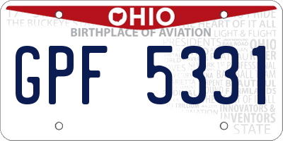 OH license plate GPF5331