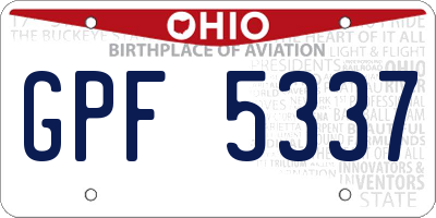 OH license plate GPF5337